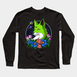 Alien Fox Third Eye Space UFO Long Sleeve T-Shirt